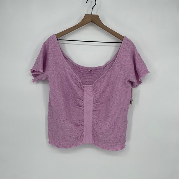 BP Smocked Off The Shoulder Top Lavender Purple Puff Sleeve Plus Size 3X - Picture 2 of 6